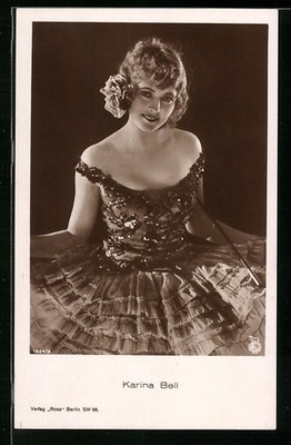 Postcard Actress Karina Bell, Seen In Festive Dress 