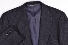 Vintage Hagger Imperial Blue Herringbone Tweed Fleck Blazer Jacket 40