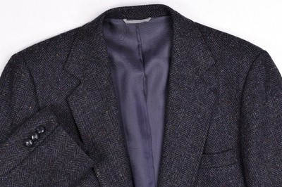 Vintage Hagger Imperial Blue Herringbone Tweed Fleck Blazer Jacket 40
