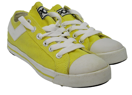 scarpe da ginnastica donna pony lo casual plimsolls sneakers tela giallo nuove taglia uk 4 5