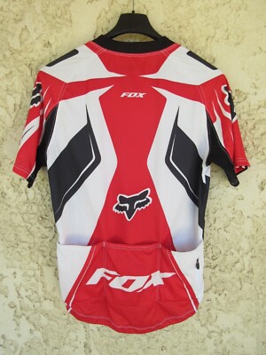 Maillot cycliste FOX blanc shirt trikot zip intégral maglia camiseta trikot L