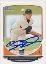 Clayton Blackburn San Francisco Giants Autographed 2013 Bowman Baseball Card #98