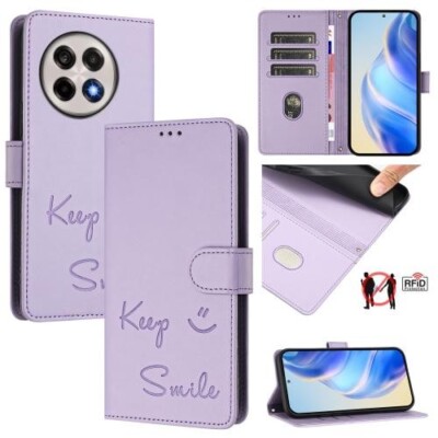 For OnePlus 13R / Ace 5 Pro 5G Smile Embossing RFID Leather Phone Case