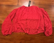 Shinestar Womens Red Chiffon Flowy Cold Shoulder Bustier Blouse Sz XL - NEW