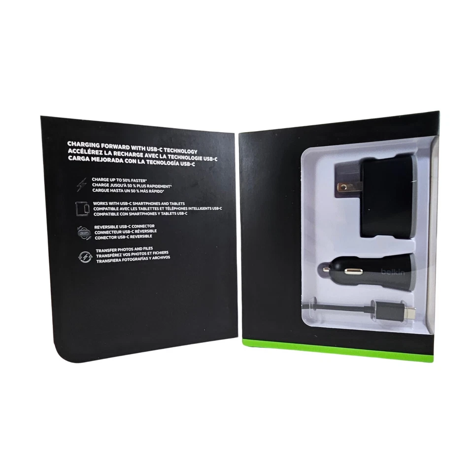 Kit de carga rápida Belkin USB-C - Cargador de hogar y coche + Cable de 1,5 M - Nuevo en caja Foto 3 de 3