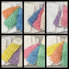 6 PCS STRETCH CROCHET HEADBANDS 1 3/4" WIDE & 3 WHITE 3" WIDE SELECT COLOR