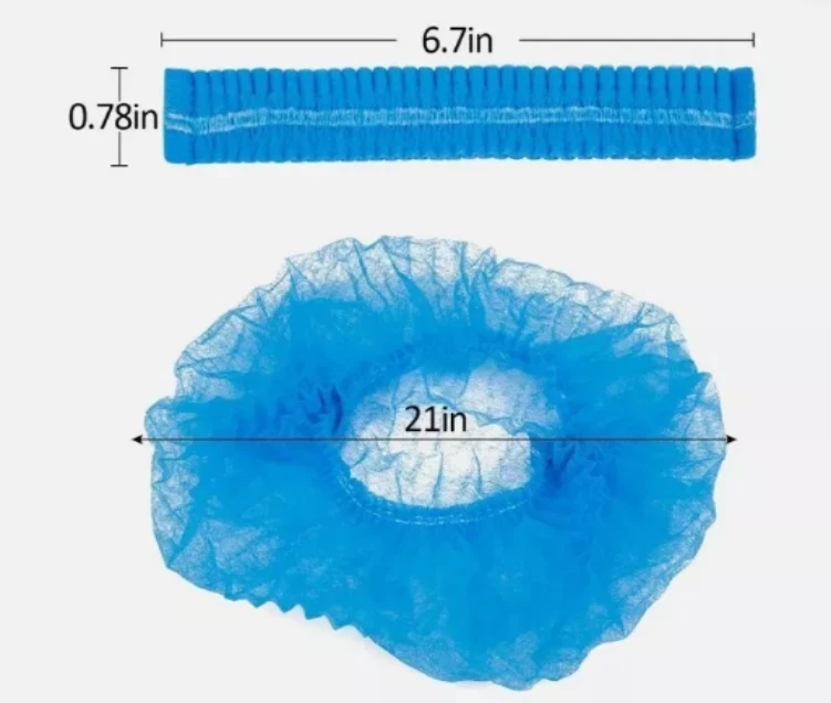 Case of 1000 Disposable Hair Net Non-Woven Head Bouffant Hair Cap 21" Blue - Image 2 of 4