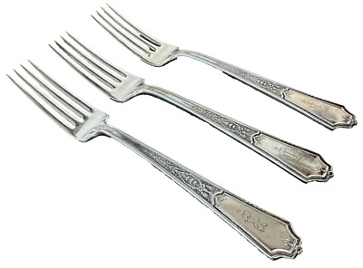 3 Dinner Forks Ancestral International Silverplate 1924 7 1/2