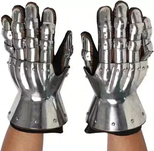 Guantes de armadura funcionales estilo caballero gótico de metal - Imagen 2 de 3