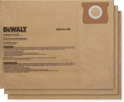 DEWALT DXVA19-4102 Dust Bag Fits for 12-16 Gallon Wet/Dry Vacuum Compatible Wit