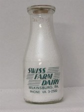 TRPP Milk Bottle Swiss Farm Dairy Wilkinsburg PA ALLEGHENY COUNTY 1959 WELCOME
