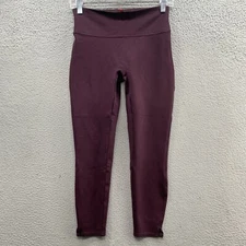 SPANX The Perfect Pants Burgundy Ankle Seam Slit Side Hem Skinny Leggings Size S