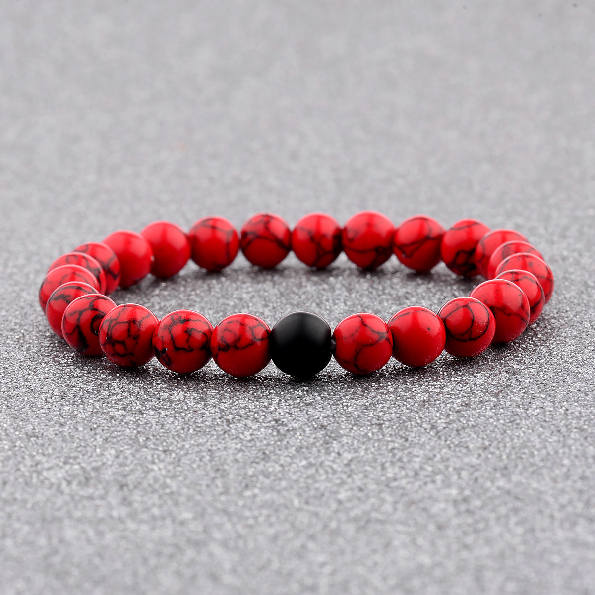 His And Hers Bracelets For Couples His & Hers - Red Black Lava Bead Yin Yang Couple Distance Set 1025607 - Foto 8