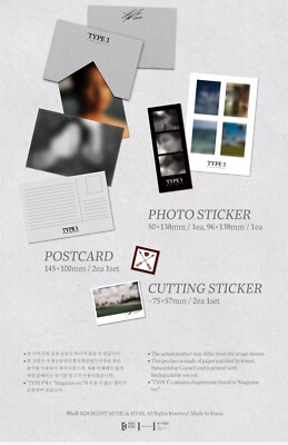 BTS V [TYPE 1] MAGAZINE/PHOTO BOOK Ver/Foto Buch+Mark+3 Sticker+2
