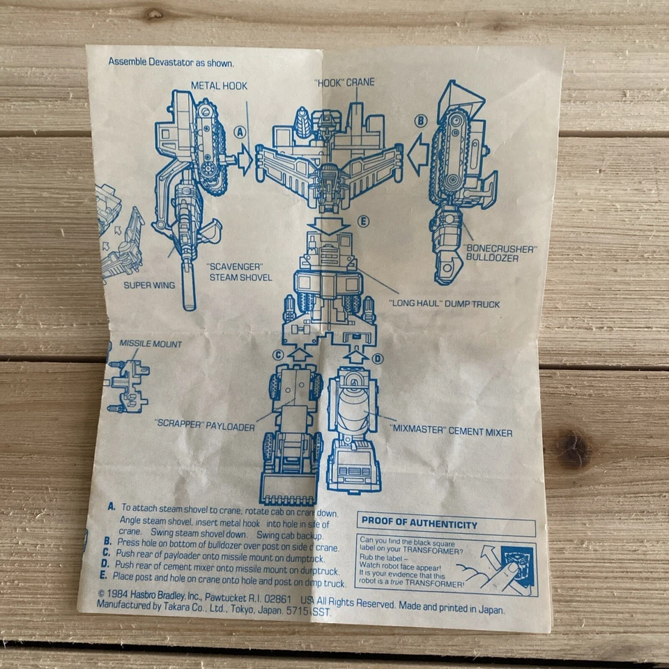 Transformers G1 Construction Devastator Assembly Instructions Sheet Vintage - Image 3 of 4