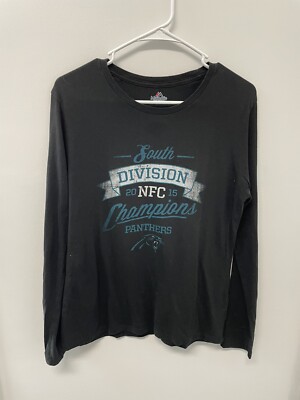 Carolina Panthers Long Sleeve T Shirt Women's NFC Champs Large Black 1223d