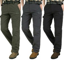 Herren Cargo Combat Fleecefutter Hose Taschen Hose Wandern Außen Warm