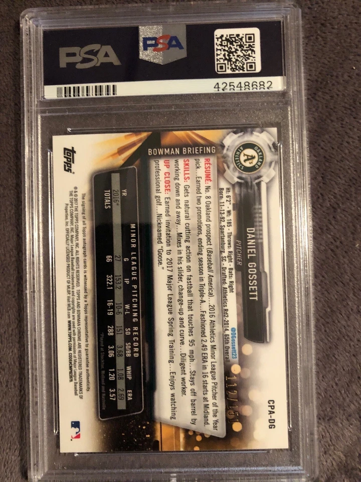 2017 Bowman Chrome Daniel Gossett Auto Blue MOJO Ref PSA/DNA 10/10💎POP 1 - Image 2 of 2