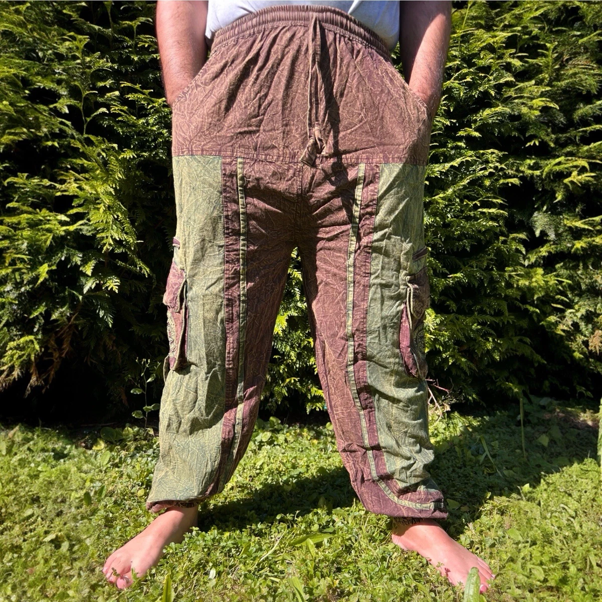 Pantaloni Harem A Righe Nere E Argento Da Uomo - Foto 4