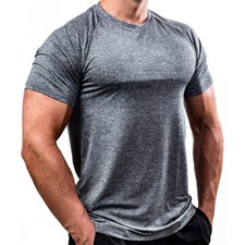 Men Summer Shirts Slim Fit Casual Short Sleeve Top Muscle Gym Tee T-shirt Blouse