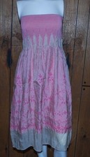 Lapis Dress Womens One Size Pink Strapless Elastic Top Floral Stretch O/S