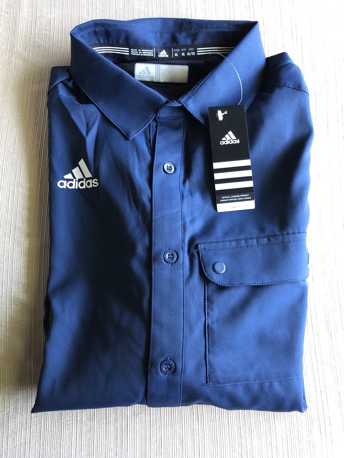 adidas full button polo