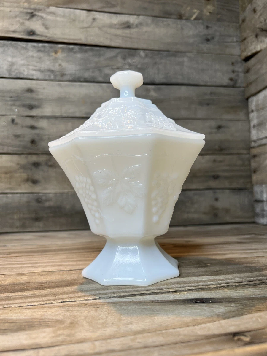 Milk glass candy dish deals