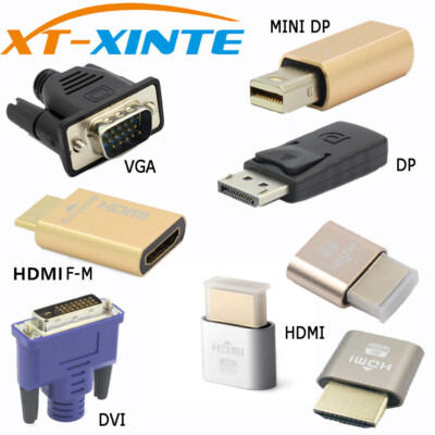 EDID Connector VGA DVI HDMI Mini DP Displayport Virtual Display Dummy  Adapter