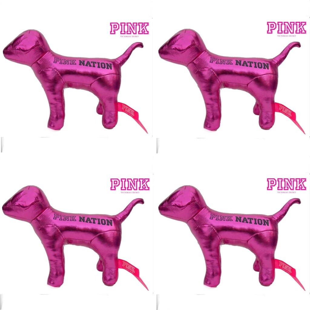 NWT Set of 4 Victorias Secret Pink Mini DOG Metallic Pink Nation