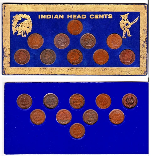 1890-1899 Indian Head Cent Penny Set Lot, 10 Coins Very Good - Fine in Old Case