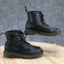Dr Martens Boots Youth 1 Lace Up Side Zip Ankle Combat Boot 1460 Black Leather