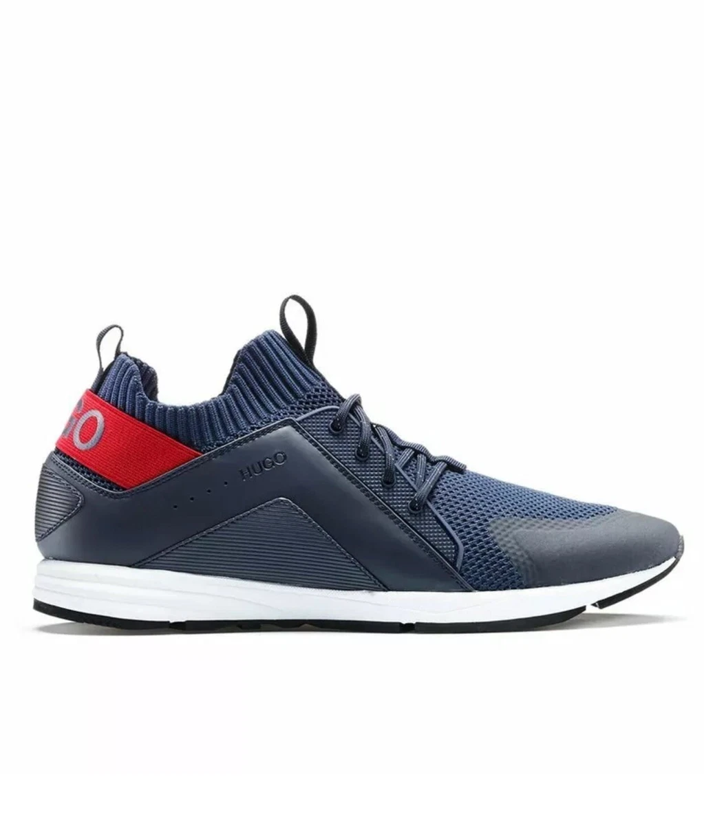 NEW HUGO Boss Men s Hybrid Runn KNBC Dark Blue Logo Sneakers Size 13 US