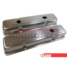 Raw Unplated Steel OEM Valve Covers Small Block Chevy Short Stock SBC 305-350