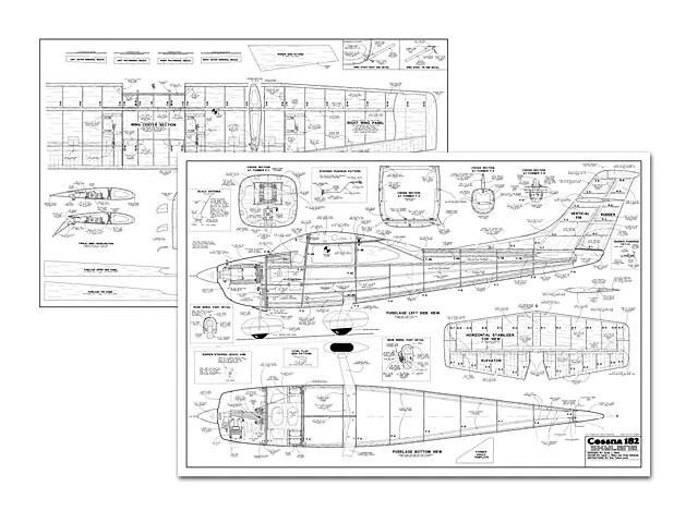 Cessna 182 Skylane .60 81" Wingspan RC Model Airplane Printed Plans & Templates - Image 2 of 2