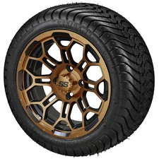 (4) Golf Cart 215/35-12 Low Profile Tires on 12x7 Black/Bronze Hercules Wheels