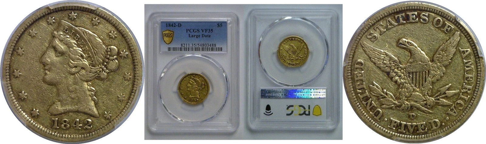 1842-D $5 Liberty   PCGS VF-35