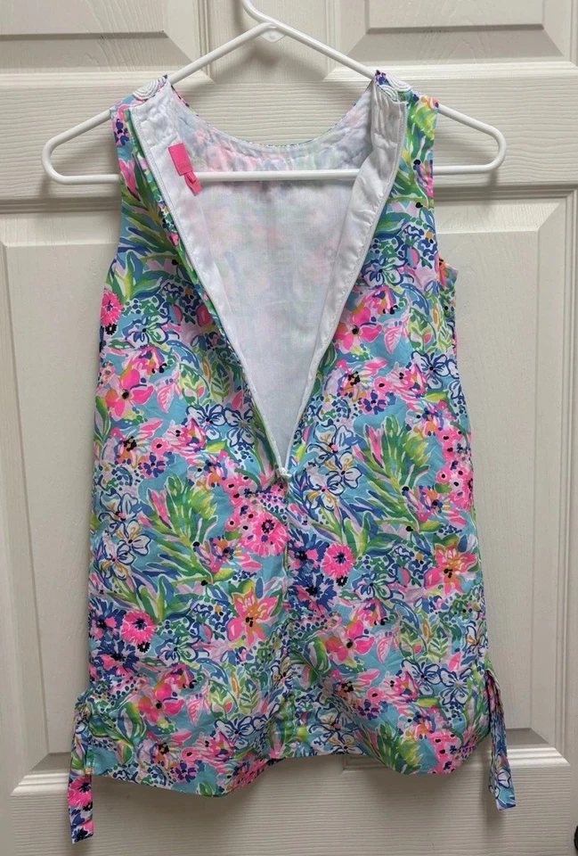 Vestido Lilly Pulitzer Niñas Talla 8 Azul Almafi Isla Caimán Little Lilly Foto 4 de 4
