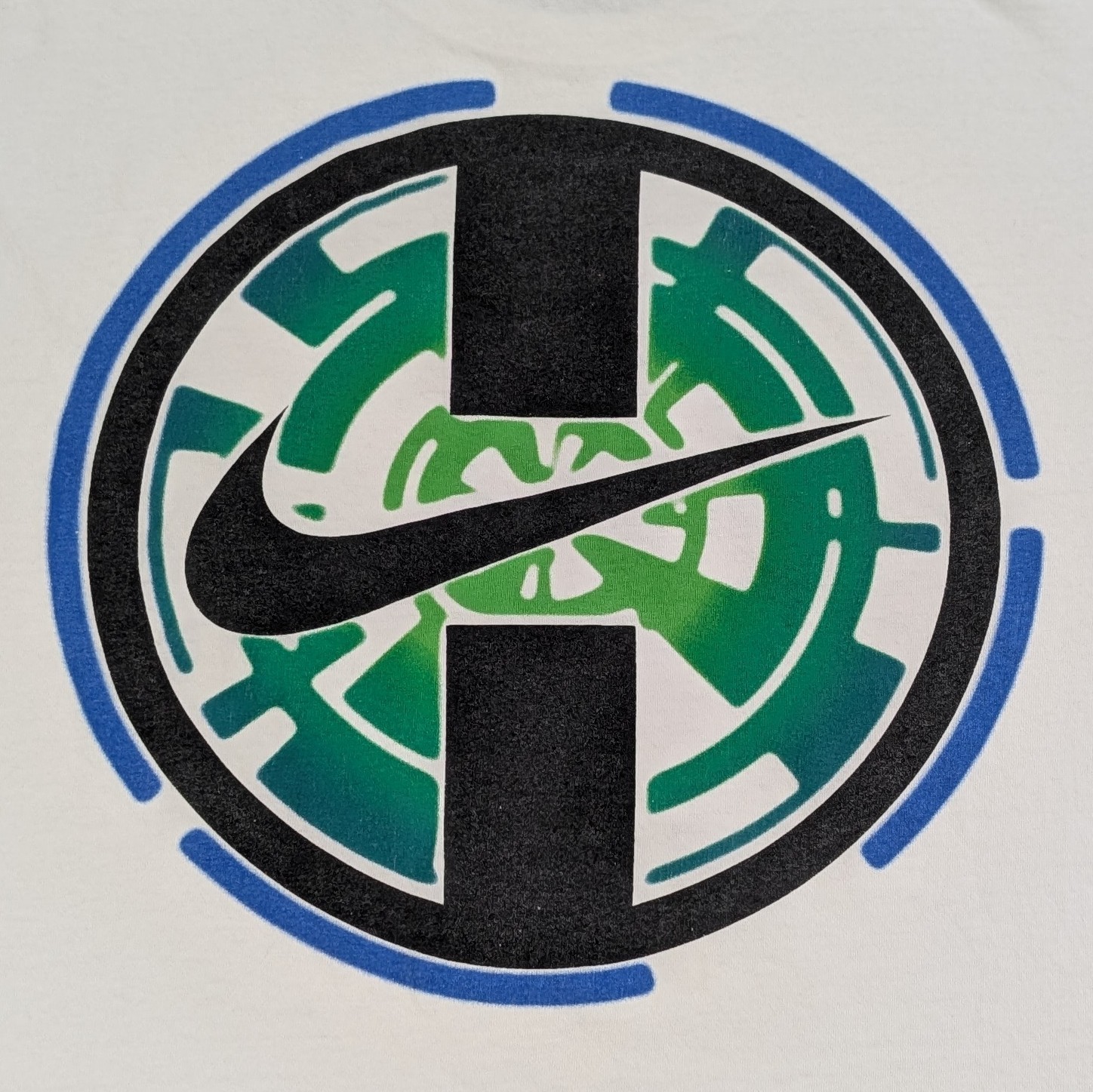 Vtg RARE 90s Nike T-Shirt Men's XL White Plasma Neon Center Big Swoosh Logo USA image 2