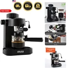 Espresso Machine Coffee Maker 4 Cup Cappuccino Milk Frother Reusable Filter