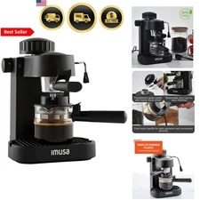 Espresso Machine Coffee Maker 4 Cup Cappuccino Milk Frother Reusable Filter