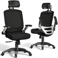 Ergonomic Office Chair, High Back Home Desk Chair with Flip-Up Arms, 3D Headr...