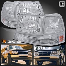 Fits 1998-2000 Ford Ranger Clear Headlights Turn Signal Corner Lamps Leftright
