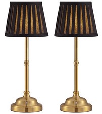 Cordless LED Table Lamp Set of 2, Portables Fabric Shade Desk Lamps, 5000mAh ...