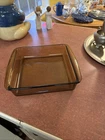 Vintage Pyrex 222 Square Baking Dish 2QT Casserole Amber Brown Glass Made in USA