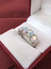Beautiful Vintage Five Stone Oval Fire Opal 925 Sterling Silver Ring Size 7
