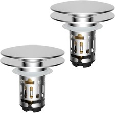 Upgraded 1 Bathroom Sink Drain Strainer, Pop Up Sink Stopper with Big Push Cap,