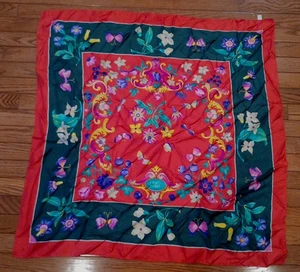 Foulard vintage Gucci fleurs et papillons en soie 33"x 33" jamais utilisé REF2052