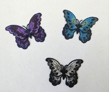 Mixed Colors Embroidered Butterfly Applique Patches, Set Of Three