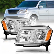 For 2012 2013 2014 2015 Honda Pilot HalogenChrome AMber Headlights Pair
