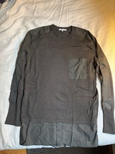 Helmut Lang Green Cotton-wool Sweater With Layered Hem Men  s Size M